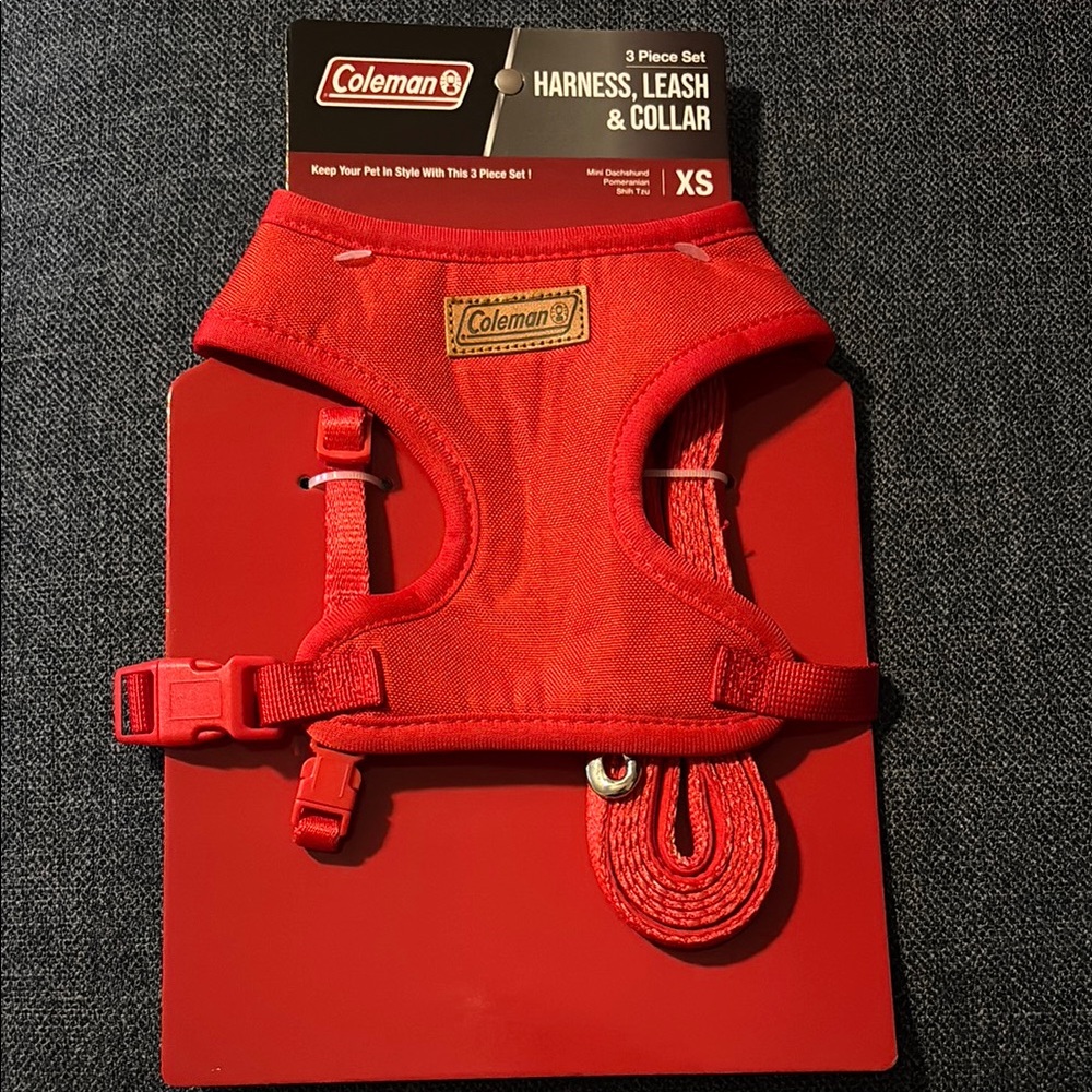 Coleman Red 3 Piece Dog Harness, Leash & Collar Set in Size XS BNWT